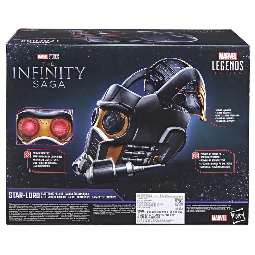 Hasbro Marvel Star-Lord helmet 1:1 scale display ideal for cosplay setups and gallery displays