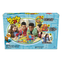 Hasbro Mouse Trap game components close-up highlights colorful pieces and ready play.