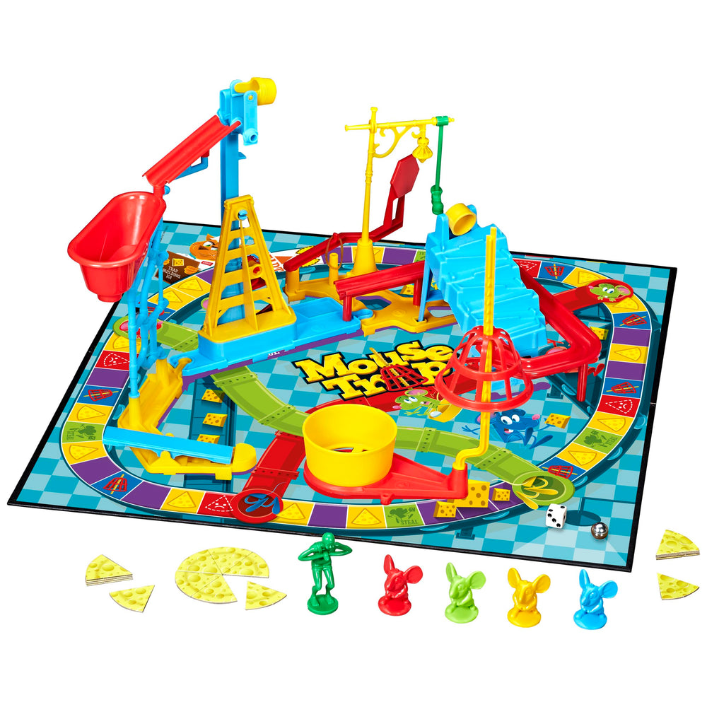 Hasbro Mouse Trap players assembling the trap mechanism during play