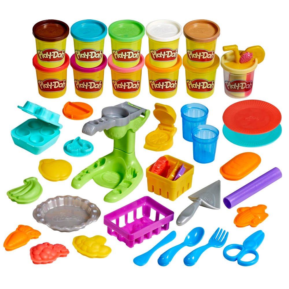 Hasbro Play-Doh farmer market kitchen playset with tools for imaginative market play.