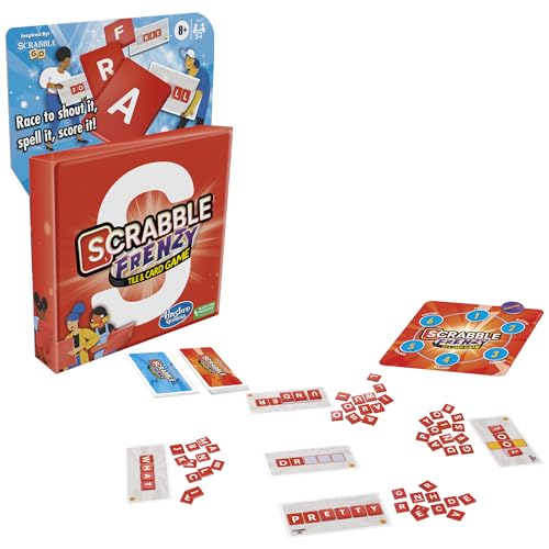 Hasbro Scrabble Frenzy compact design supports tabletop and travel gaming.