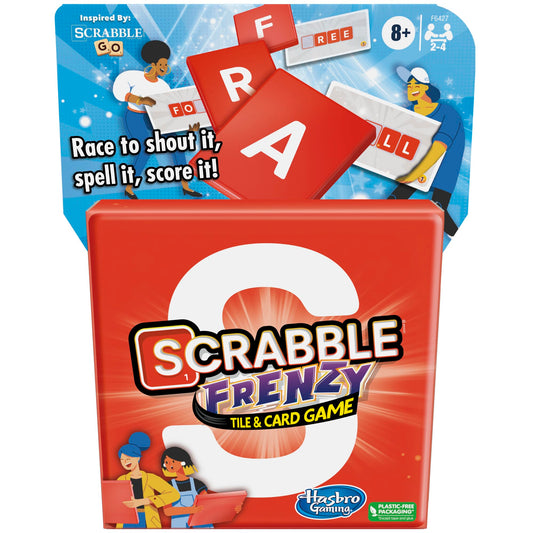 Hasbro Scrabble Frenzy tiles in action, sparking quick word play and family fun.