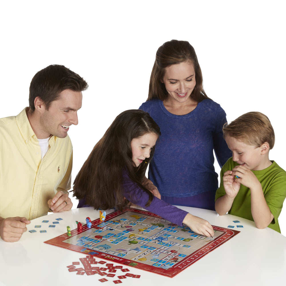 Hasbro Scrabble Junior colorful graphics for engaging classroom or family play