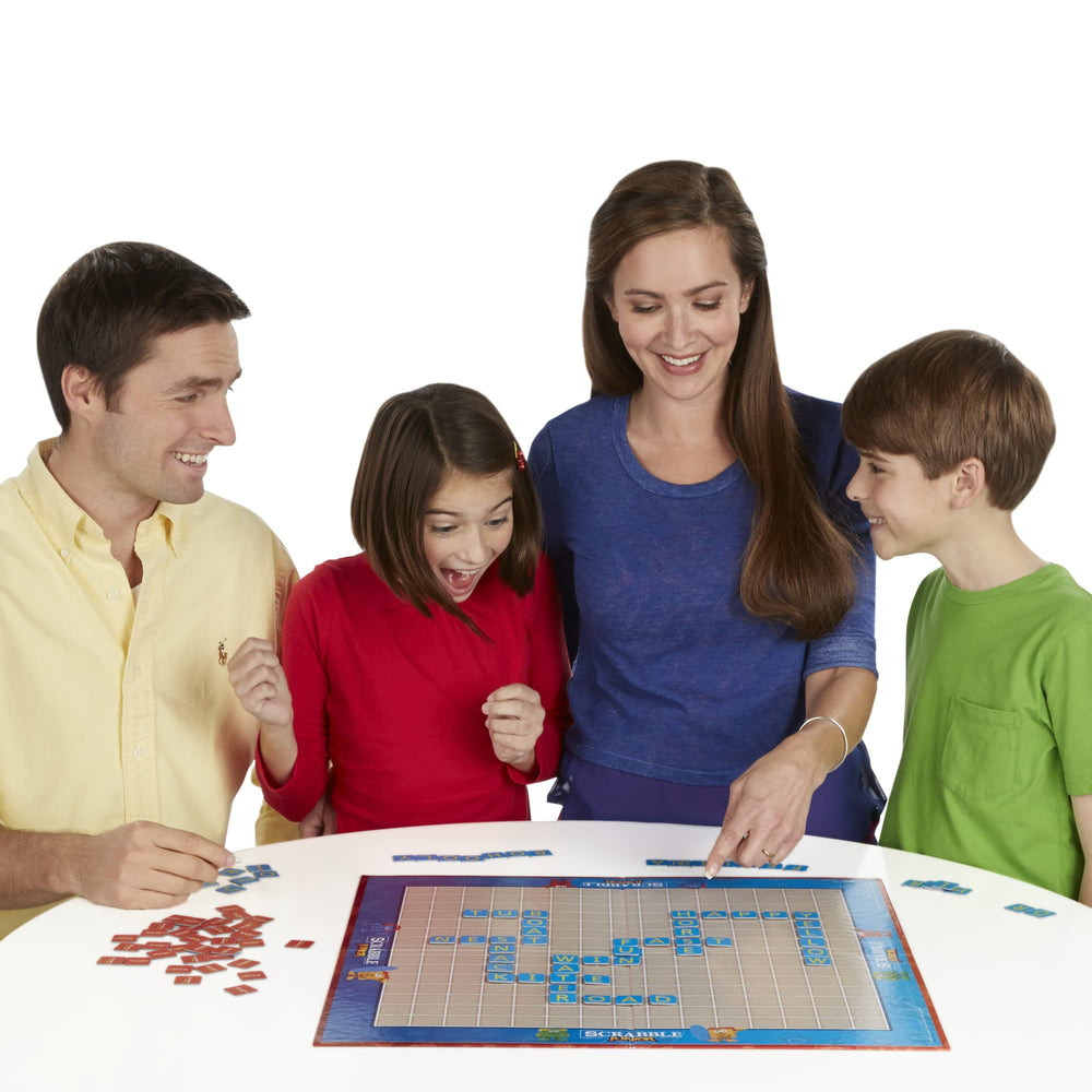 Hasbro Scrabble Junior family game night promoting shared learning