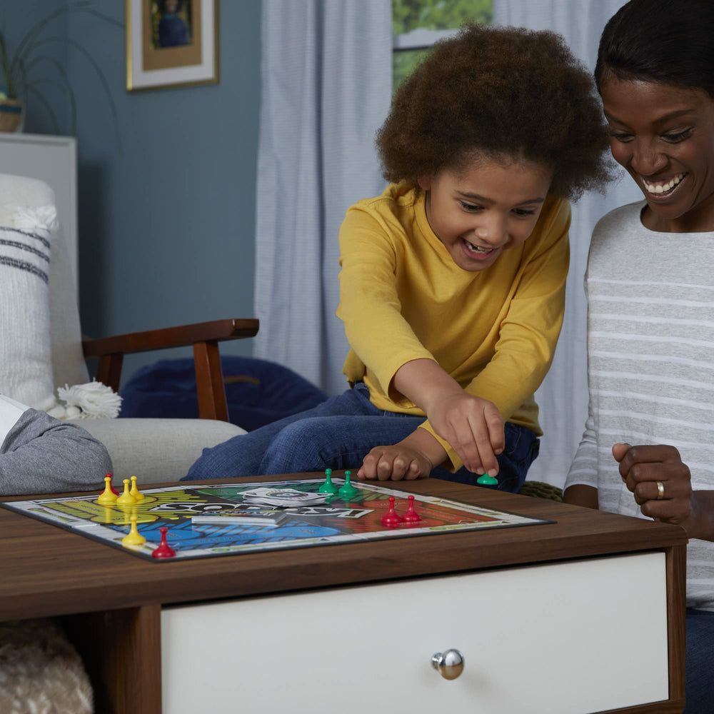 Hasbro Sorry! family game night scene highlighting shared laughter.