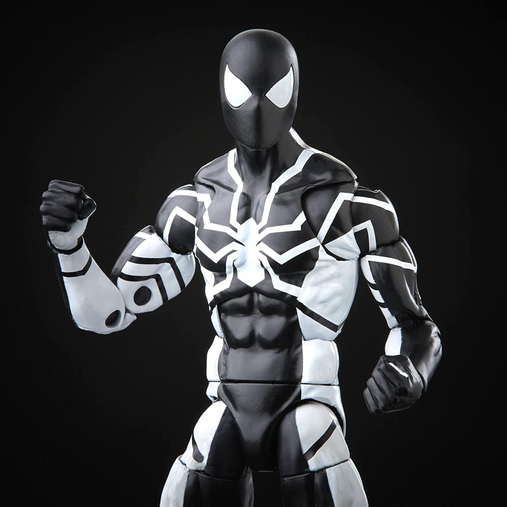 Hasbro Spider-Man Future Foundation stealth-suit figure close-up showing sleek sculpt and deco.