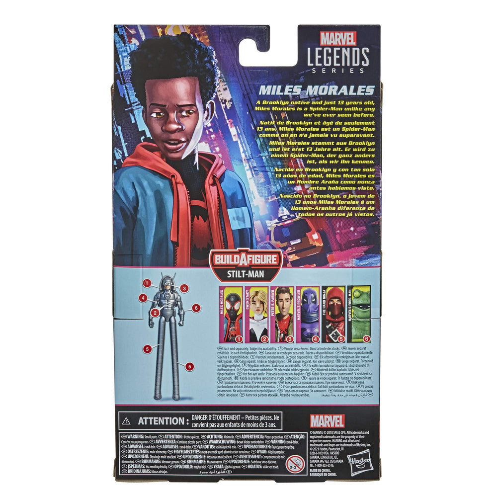 Front packaging of Hasbro Miles Morales figure highlighting character origin.