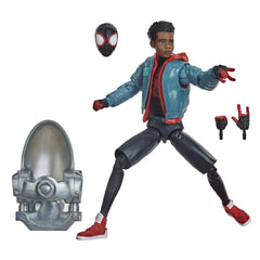 Hasbro Spider-Man Miles Morales figure in a dynamic pose for display.