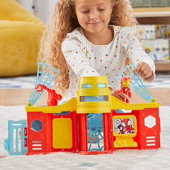Hasbro Spidey Stark Tower movable claw trap engages pretend rescues.