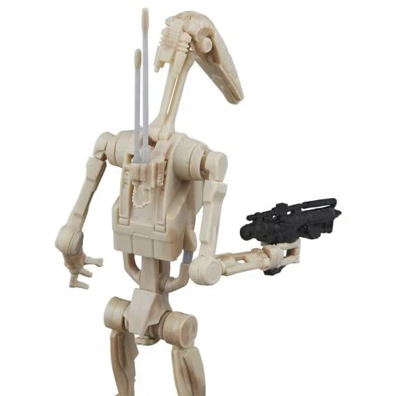 Hasbro Star Wars STAP Battle Droid pose-ready display option.