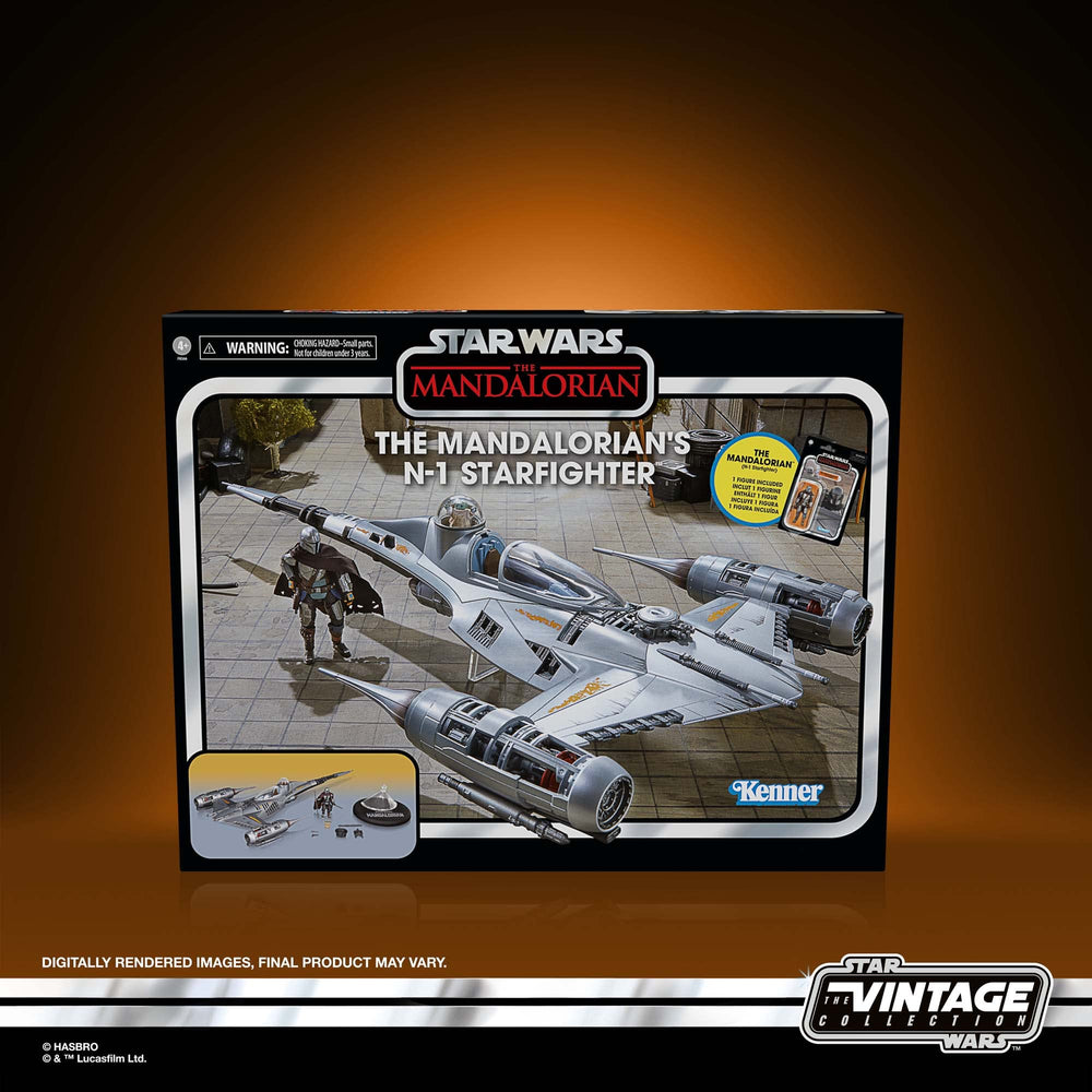 Mandalorian figure with Grogu for storytelling scenes.