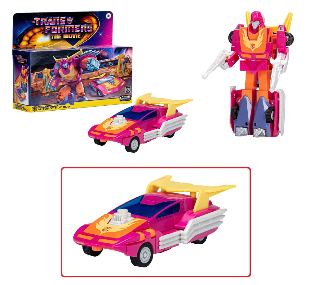 Hasbro Transformers Hot Rod in 6-step racecar to robot conversion for display