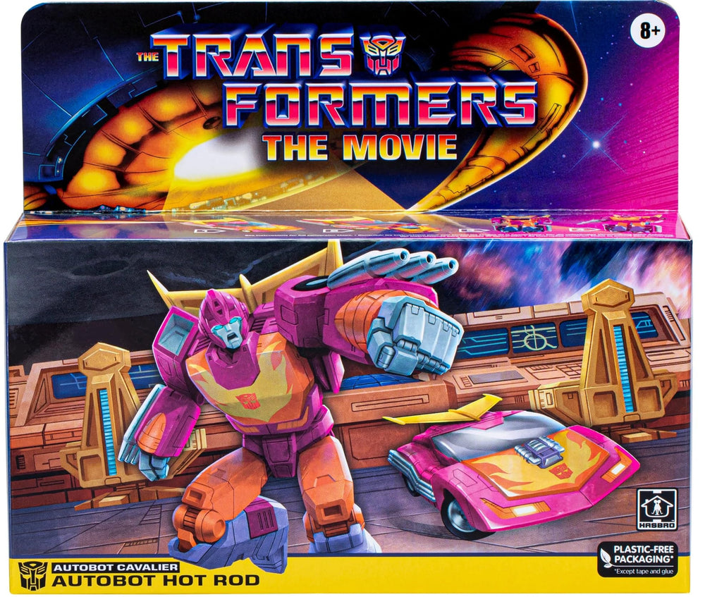Hasbro Transformers Hot Rod robot mode with included blaster accessories for action play