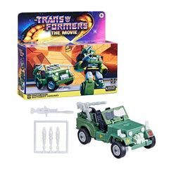 Hasbro Transformers Hound accessories arrangement demonstrates authentic G1 weaponry in action