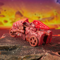Bouldercrash figure transitioning to motorcycle mode for dynamic display