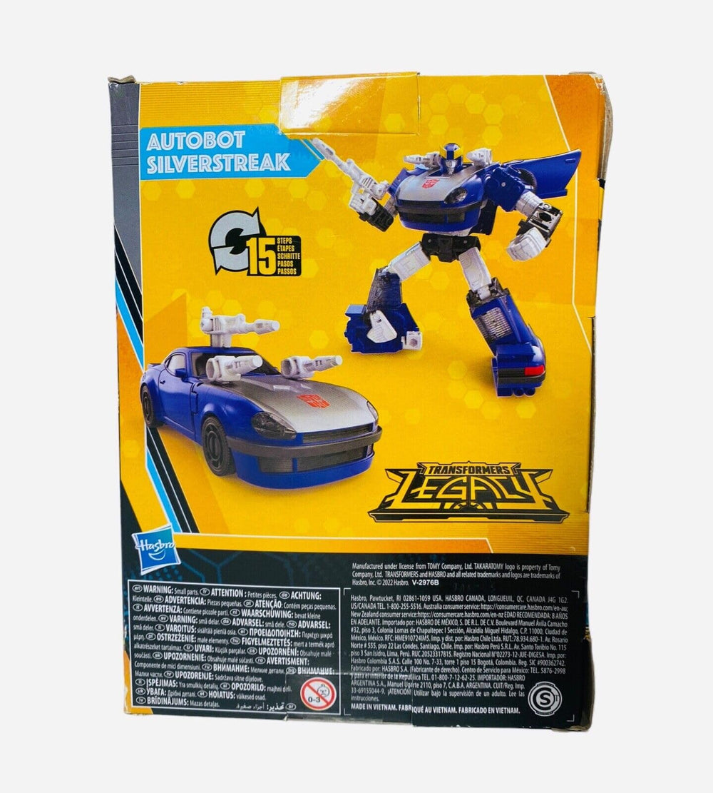 Hasbro Transformers Legacy Buzzworthy Silverstreak posing figure for dynamic display and play