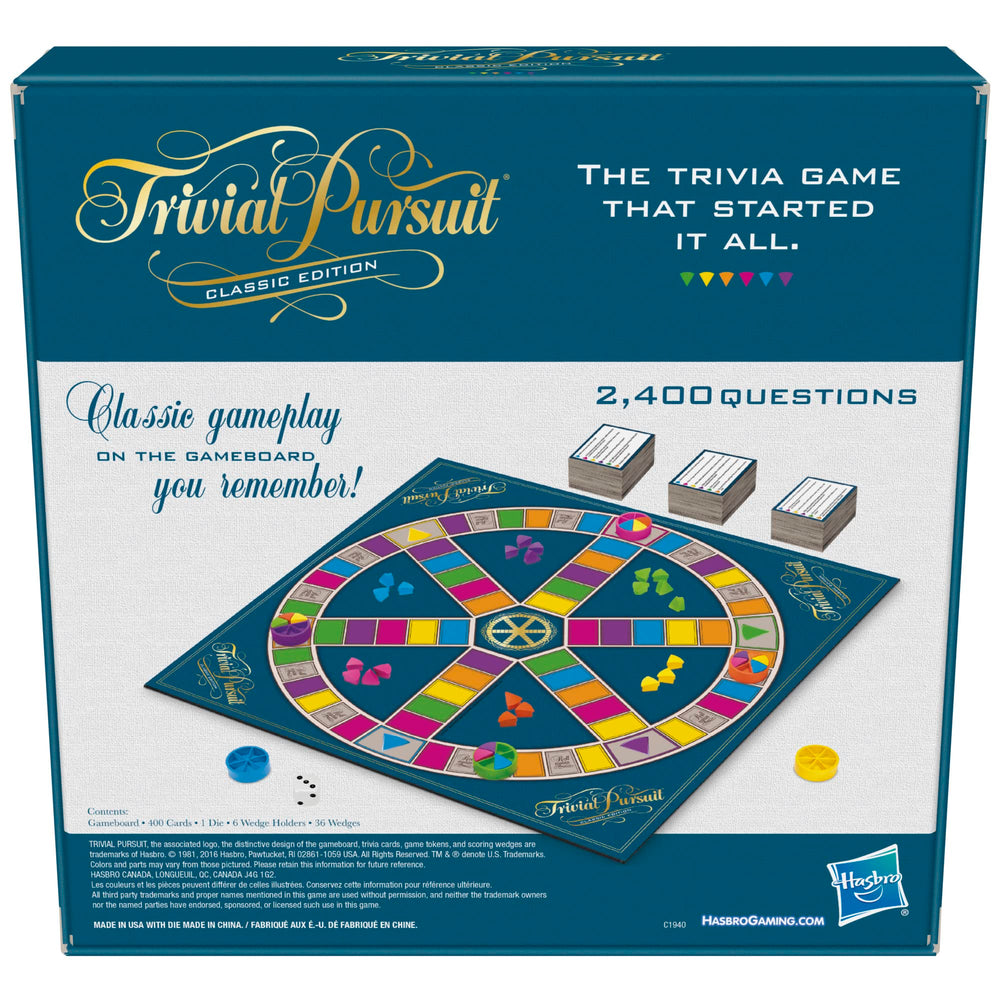 Hasbro Trivial Pursuit classic edition dice for turn order and play pace.