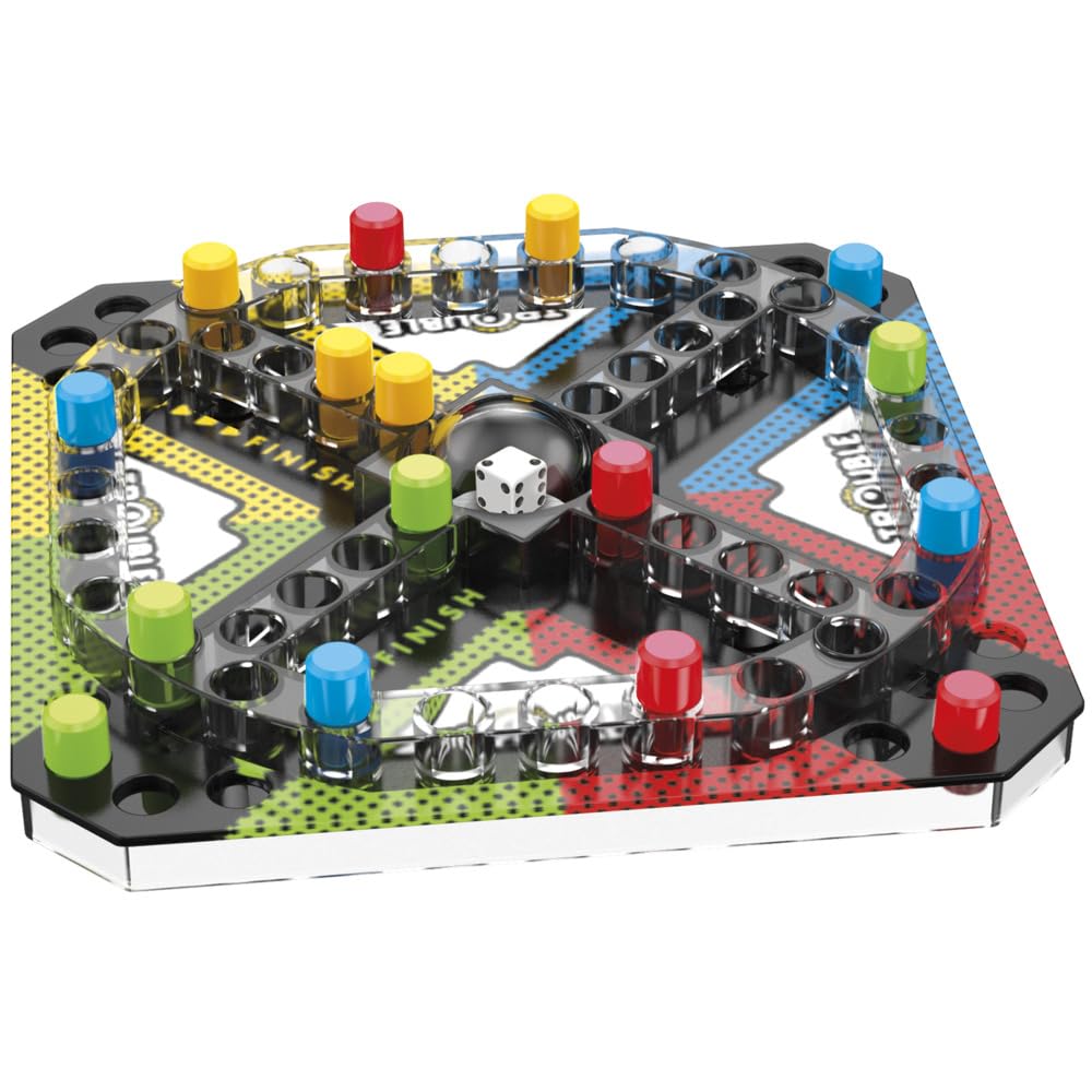 Hasbro Trouble Grab and Go cover storage, easy clean-up and compact packing.
