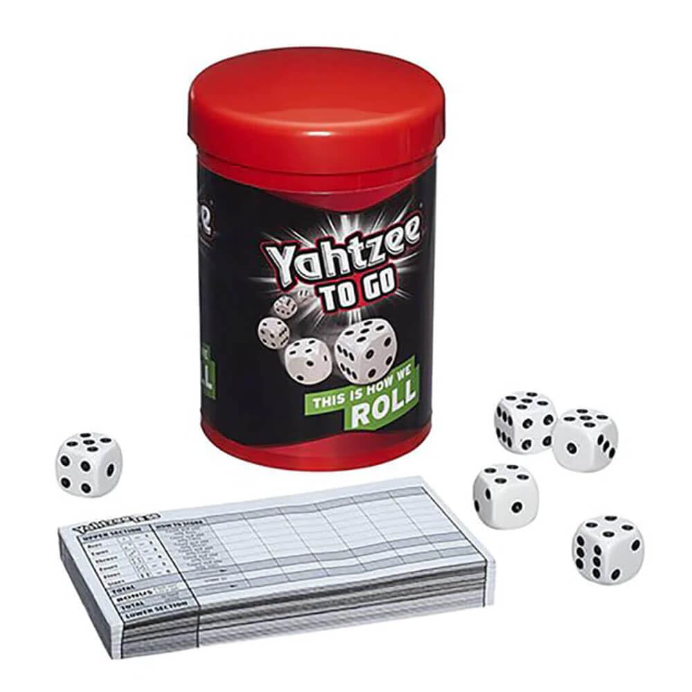 Hasbro Yahtzee to Go score cards pack supports quick scoring while traveling.