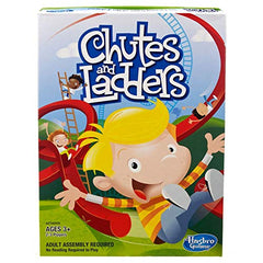Hasbro Games Chutes & Ladders Candy Land colorful board and pieces ready for play.