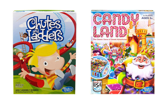 Hasbro Games Chutes & Ladders Candy Land bundle box front for family game night.