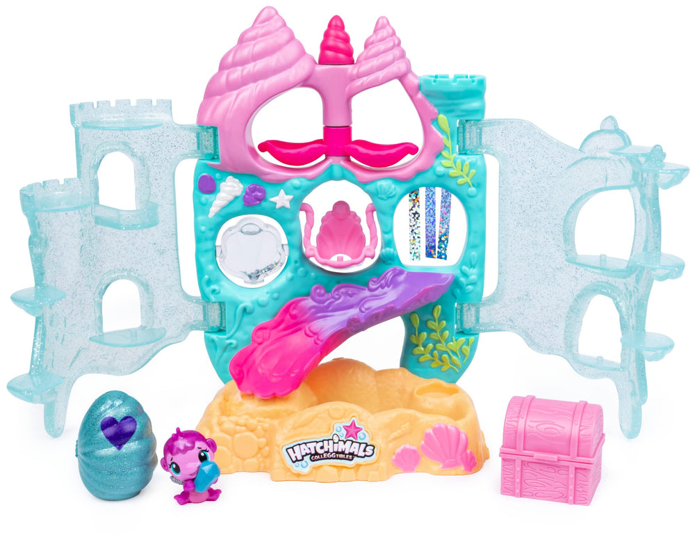 Hatchimals Coral Castle sparkly perch provides a royal resting spot for figures.