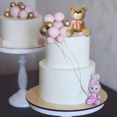 HAVAGDTM pink bear topper, ready-to-use topper for birthday desserts.