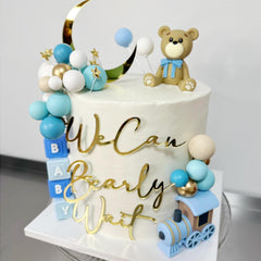 HAVAGDTM bear themed party decor completes the dessert table setup