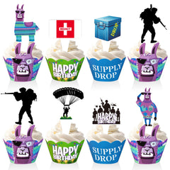 Haxpacal video game cupcake toppers with llama designs to brighten birthday treats.