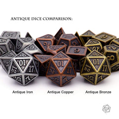 Haxtec antique copper DND dpercent dice close-up for percentile rolls