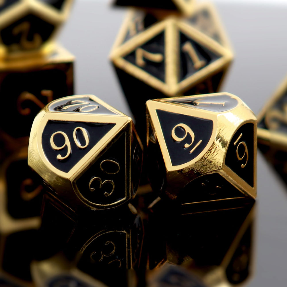 Haxtec DND dice set: D10 (00-90) with gold edges for dramatic results
