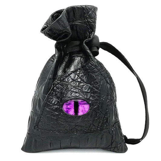 Haxtec dragon dice bag front view with dragon eye for dice storage