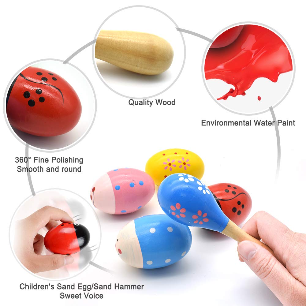 Hayder wooden egg shaker in bright colors sparks rhythmic exploration for kids.