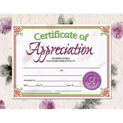 Hayes Certificates of Appreciation 30-pack with matte finish, ideal for professional recognition ceremonies.