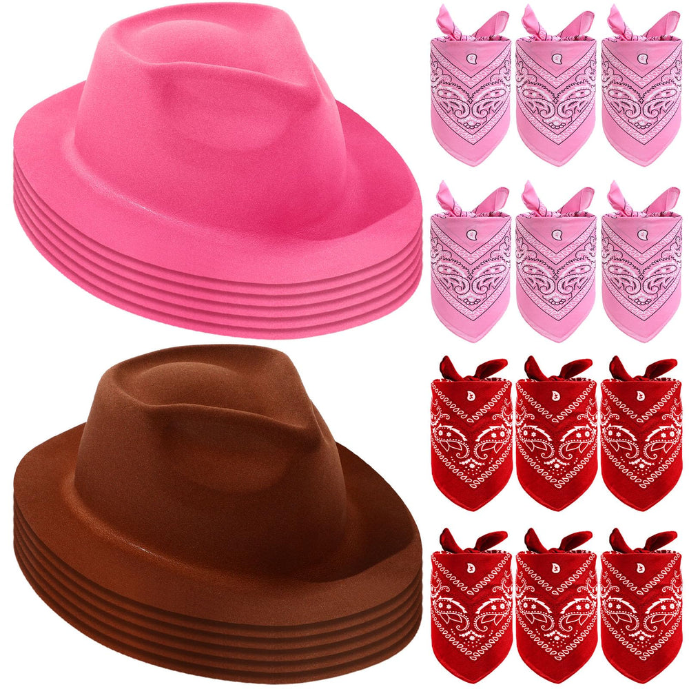 Haysandy brown cowboy hat with paisley bandana for kids' cosplay and dress-up