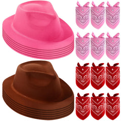Haysandy brown cowboy hat with paisley bandana for kids' cosplay and dress-up