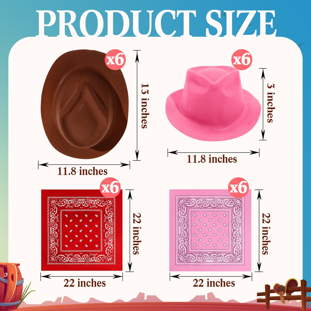 Haysandy pink cowboy hat with pink paisley bandana for party costumes