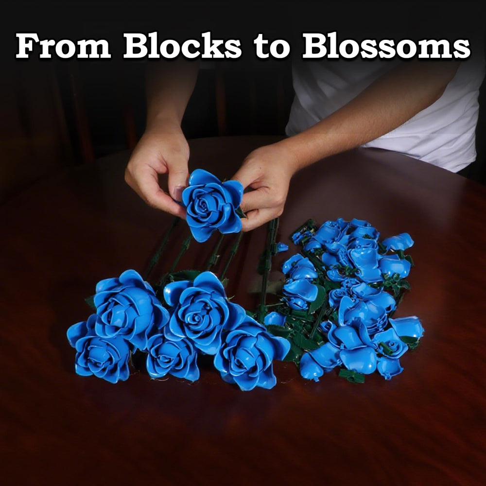 HAYXUN blue rose bouquet assembly pieces, perfect for mindful DIY projects at home or desk.