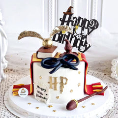 Hazyore Happy Birthday glitter black wizard cake topper adds festive sparkle to wizard-themed cake
