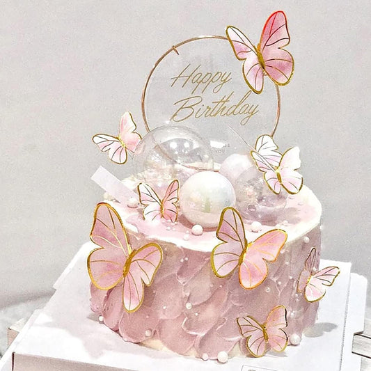 Hazyore pink butterfly cake toppers add a delicate touch to cupcakes