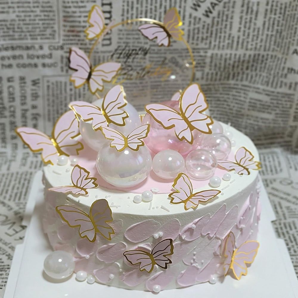 Hazyore pink butterfly cupcake toppers brighten treats with coordinated styling