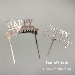 Hazyore Rose Gold Happy Birthday letters topper adds festive shine.