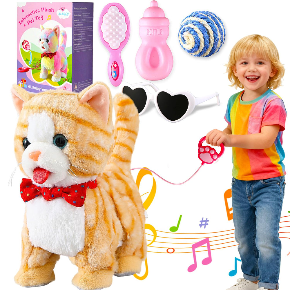 HCdoujoy yellow walking cat toy in action for active play