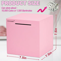 HCHANGEN piggy bank black 5.9in side view demonstrates compact, desk-friendly metal finish.