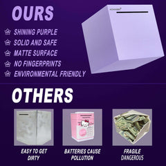 HCHANGEN purple piggy bank 4.75-inch front view on desk or shelf, compact and sturdy.