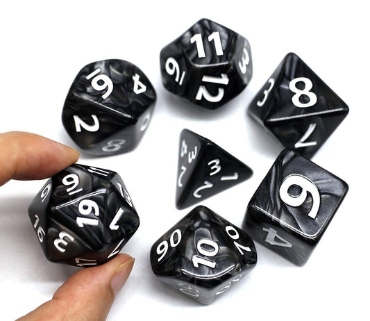 HD giant black 25mm D20 dice with bold numerals for quick reads and dramatic rolls