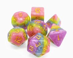 HD Rainbow Candy D8 dice with a crystal-like finish for smooth rolling.
