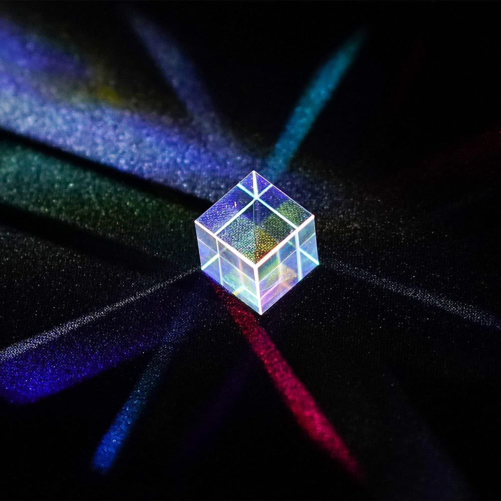 HDCRYSTALGIFTS mini K9 prism cube on wall displaying rainbow reflections