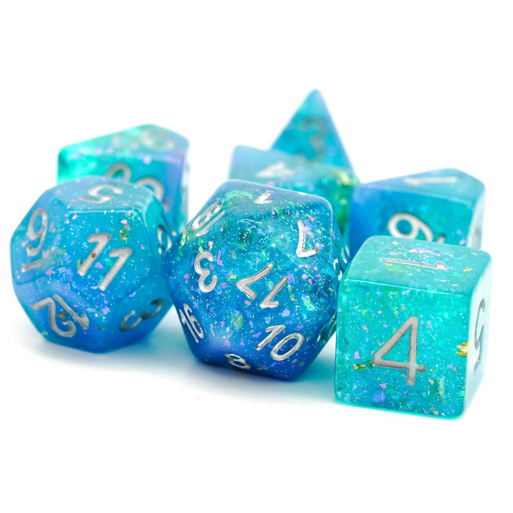 HDdais 7-Die Blue D10 glitter dice for RPG checks