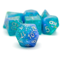 HDdais 7-Die Blue D8 glitter dice with easy numerals